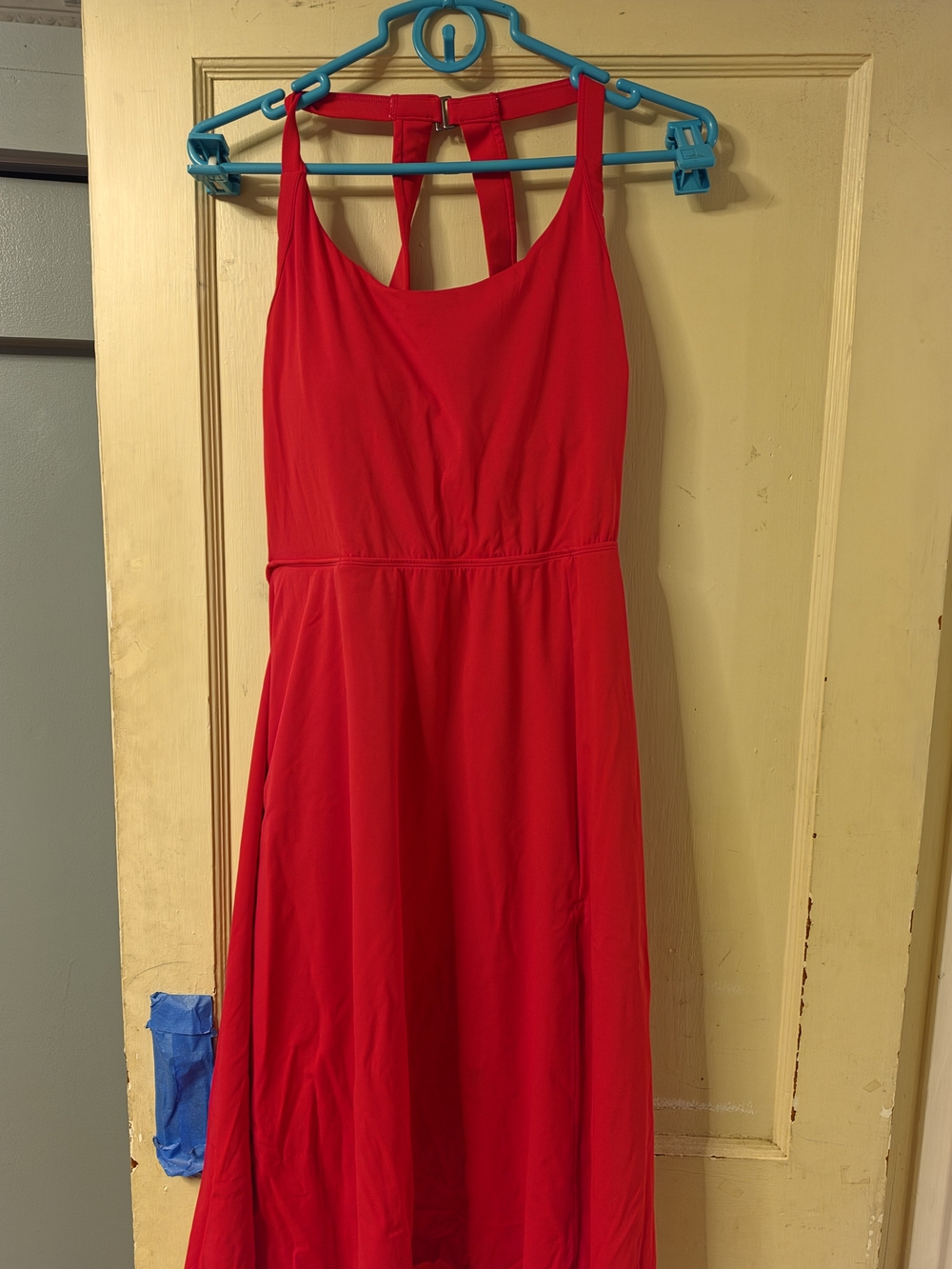 HALARA Red Backless Sleeveless Midi Dress